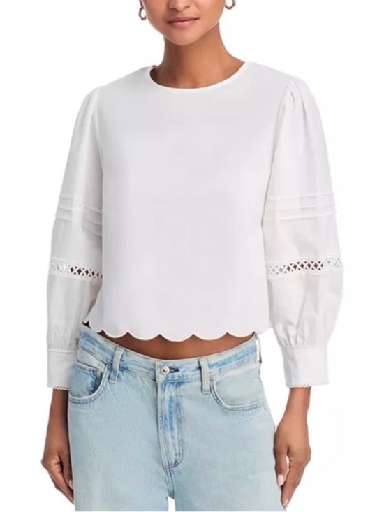 French Connection Tops - French Connection Alissa White Cotton Broderie Top